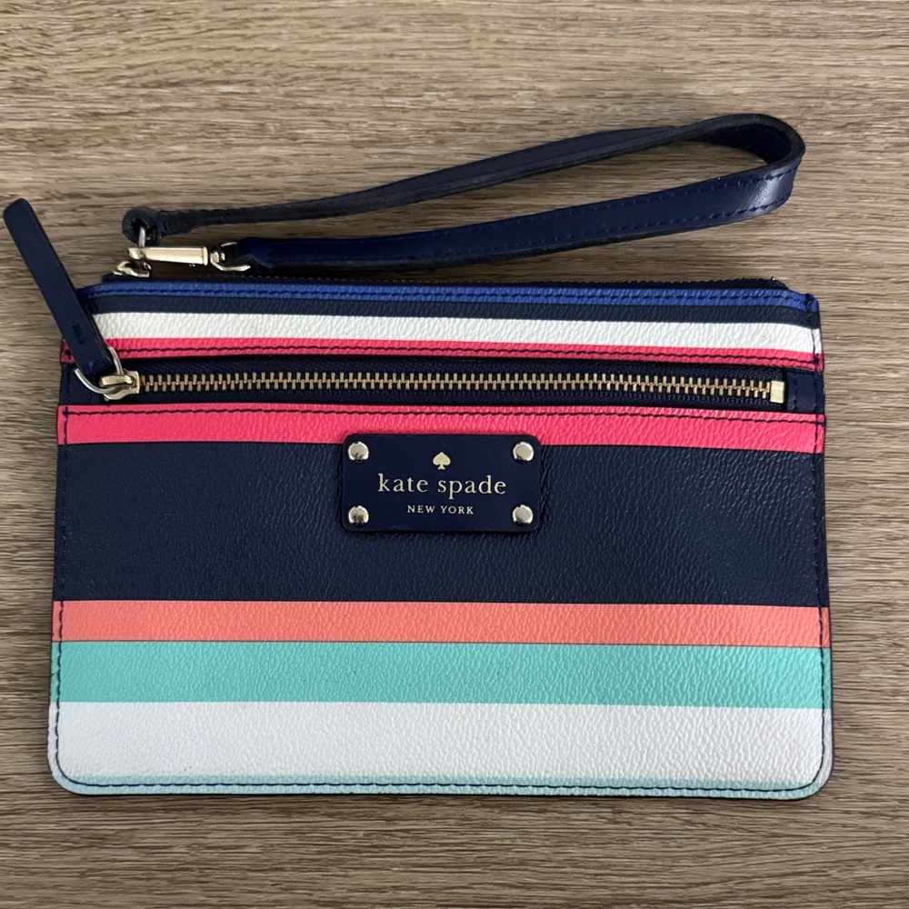 Kate Spade Navy and Multicolor Striped Wristlet